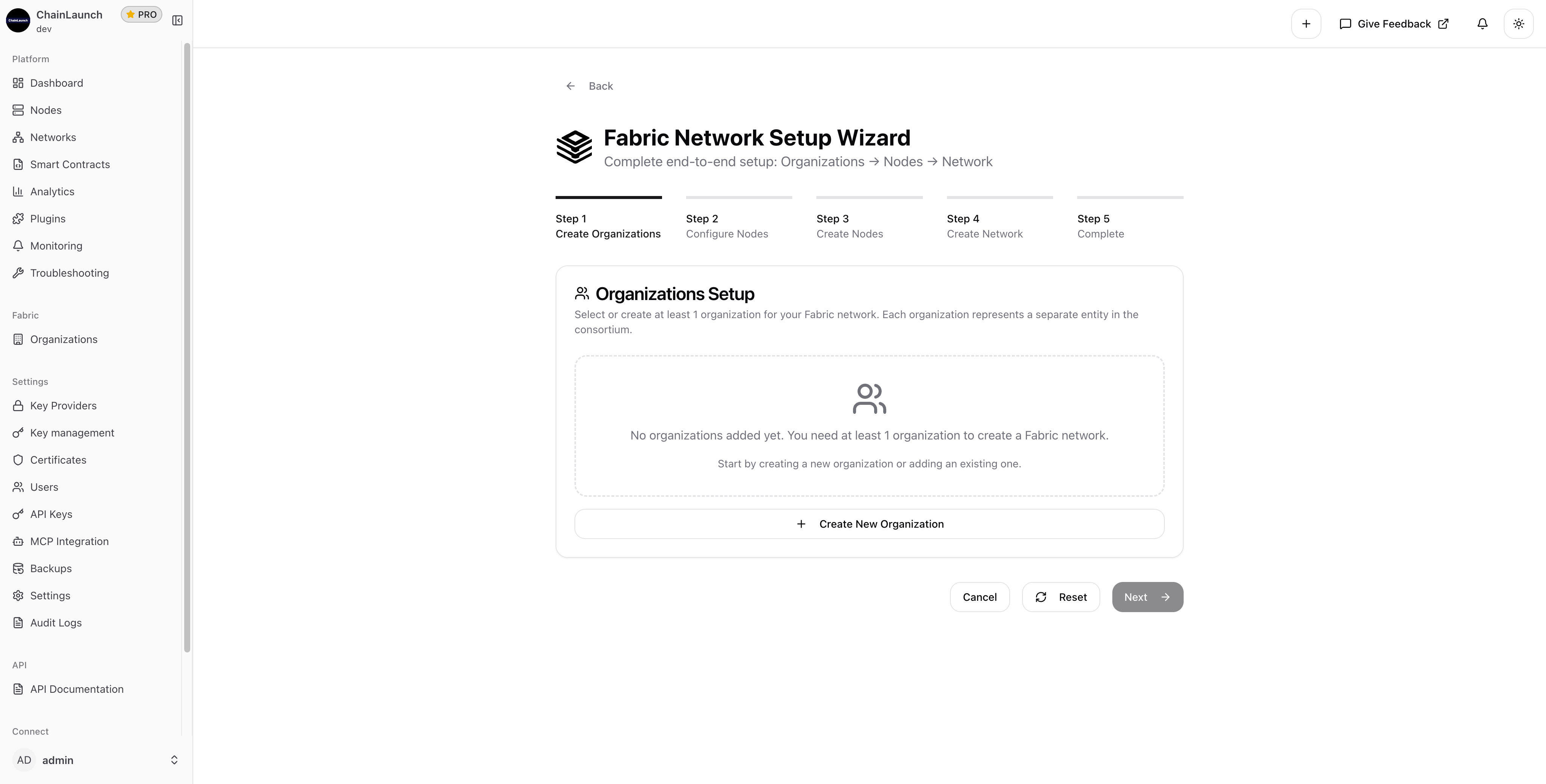 Fabric Wizard Step 1