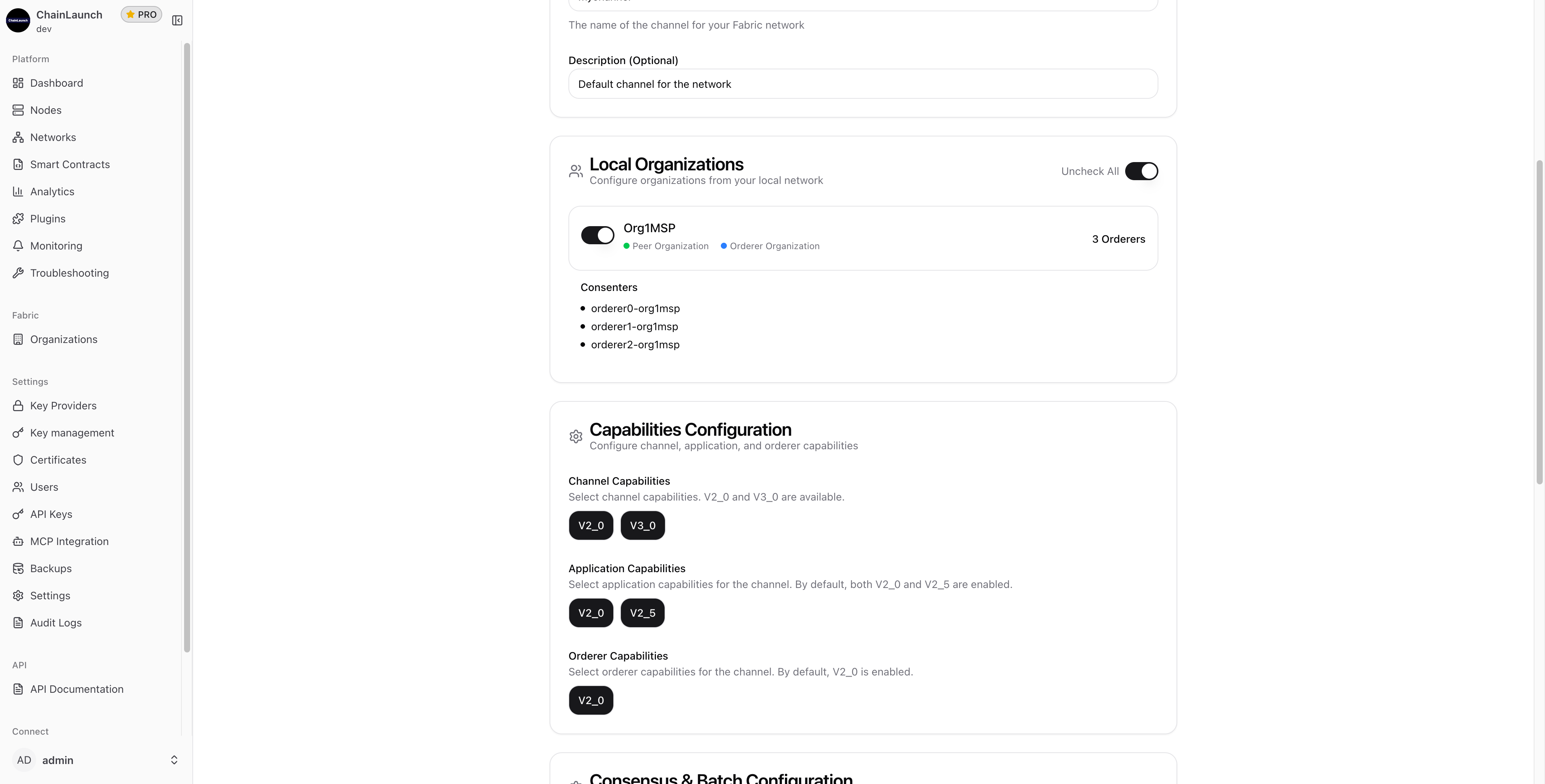 Capabilities Configuration
